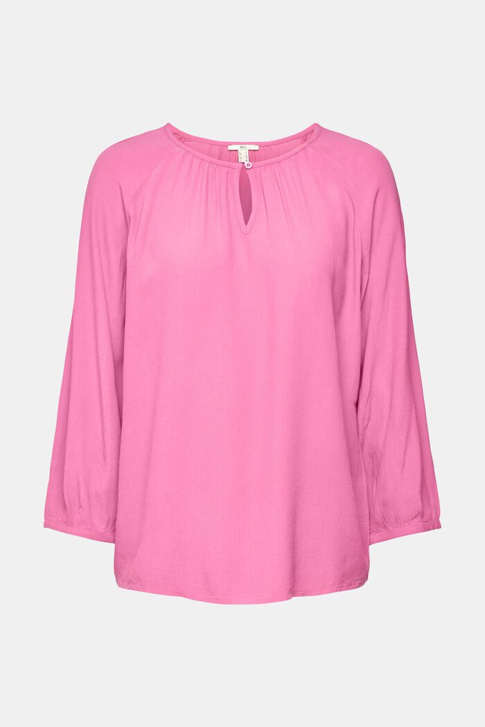 Soepele blouse met 3/4-mouwen, PINK, overview