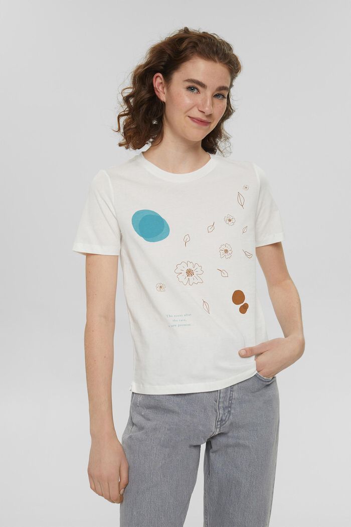 T-shirt met print van 100% biologisch katoen, OFF WHITE, detail image number 0