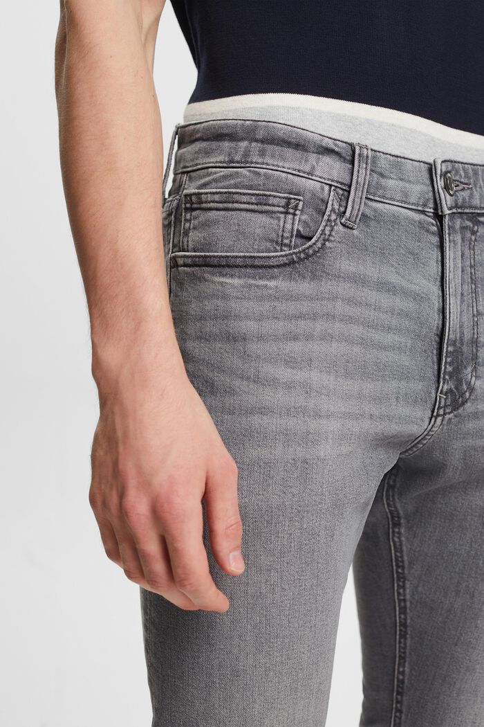 Tapered jeans met slim fit en middelhoge band, GREY MEDIUM WASHED, detail image number 4
