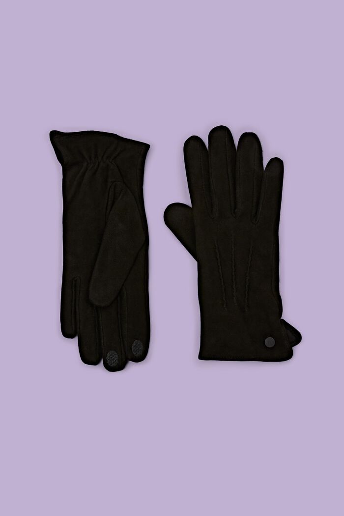 Suède touchscreen handschoenen, BLACK, detail image number 0