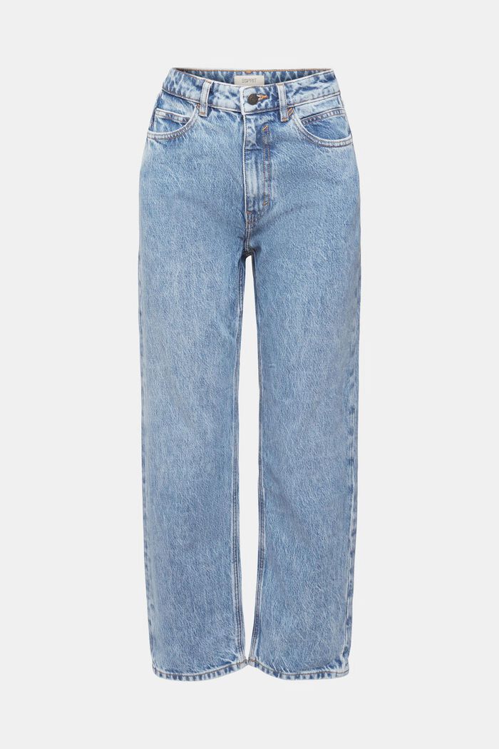 Dad jeans met hoge taille, TENCEL™, BLUE MEDIUM WASHED, overview