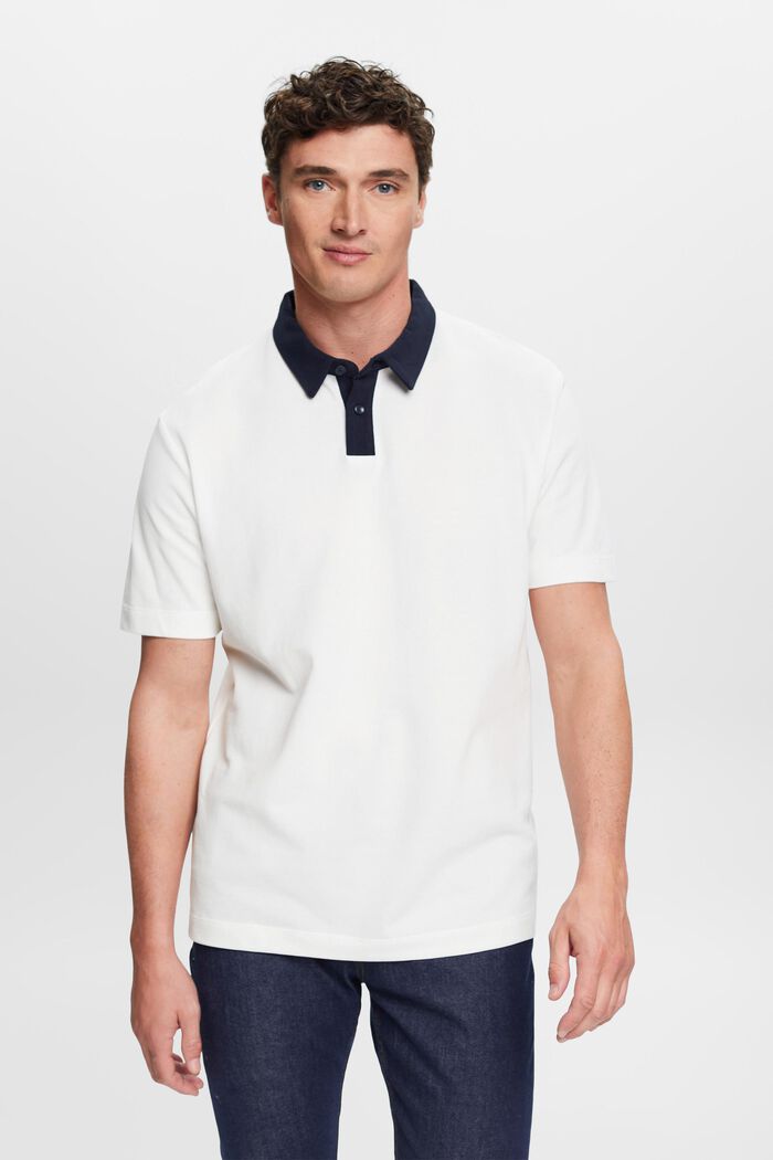 Poloshirt van katoen-piqué, OFF WHITE, detail image number 0