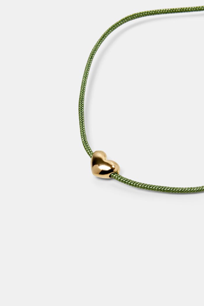 Armband met hartvormige hanger, sterlingzilver, KHAKI GREEN, detail image number 1