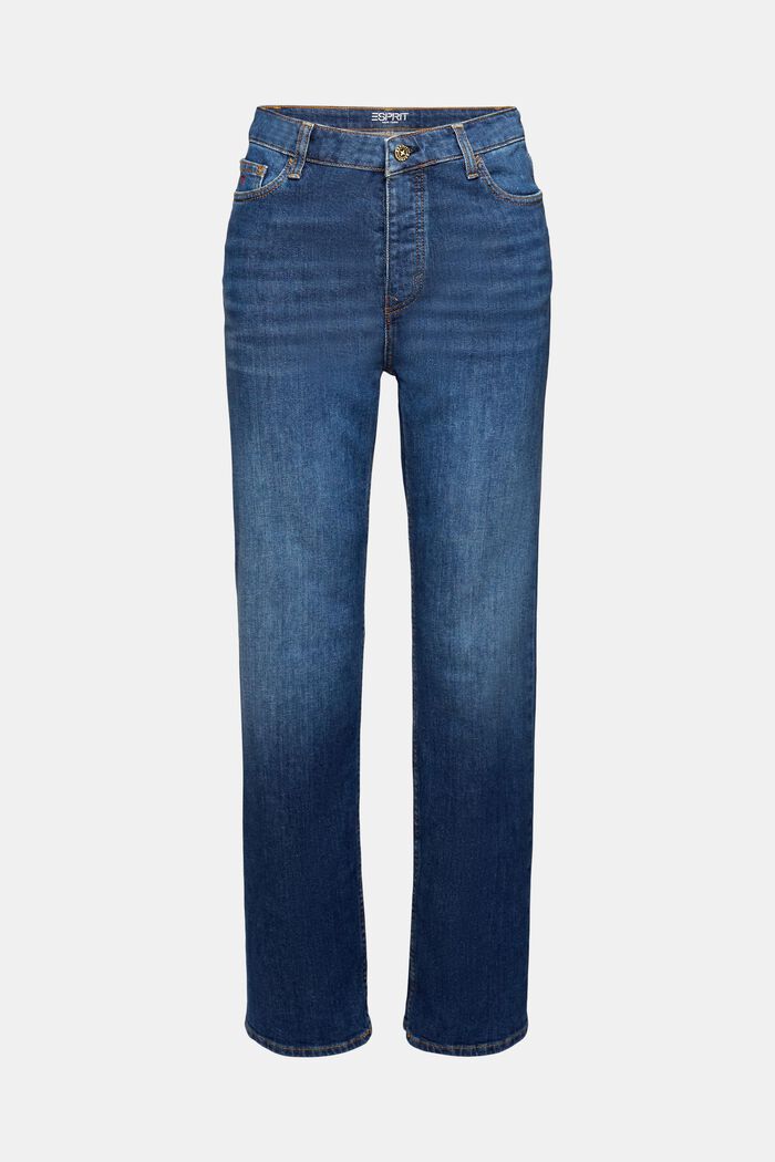 Straight jeans met retrolook en hoge taille, BLUE DARK WASHED, detail image number 6