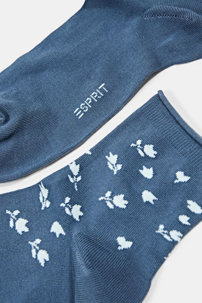 Set van 2 paar korte sokken met bloemenmotief, VENICE NIGHT, detail image number 1