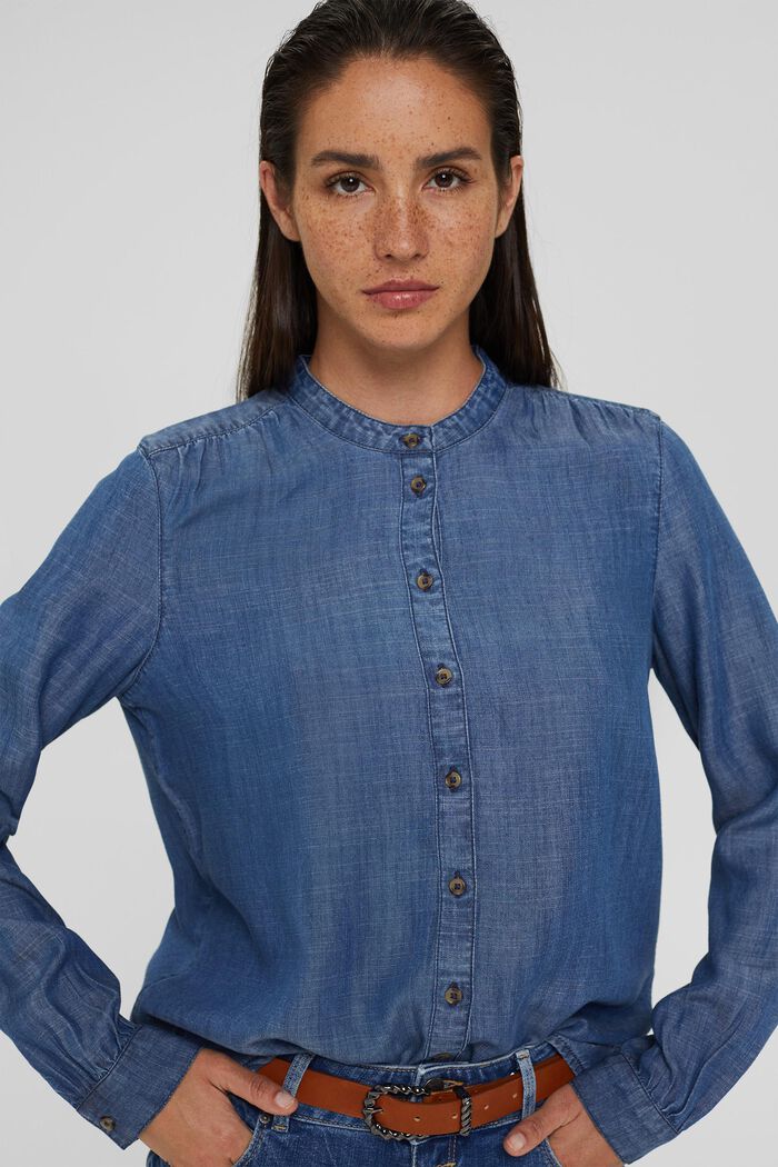 Denim blouse van TENCEL™, BLUE DARK WASHED, detail image number 0