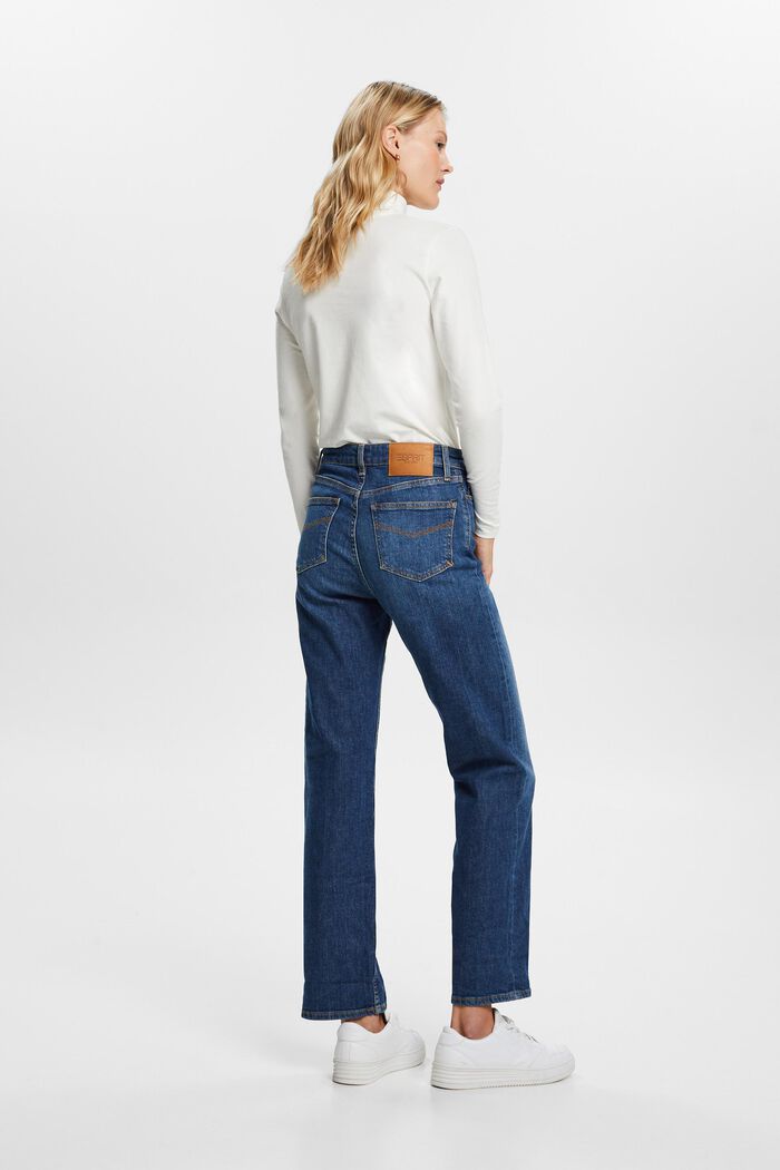 Straight jeans met retrolook en hoge taille, BLUE DARK WASHED, detail image number 3