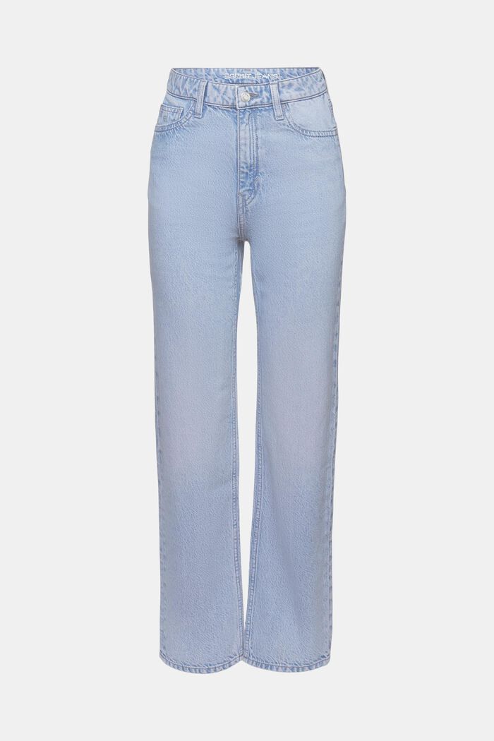 Straight jeans met retrolook en hoge taille, BLUE LIGHT WASHED, detail image number 6