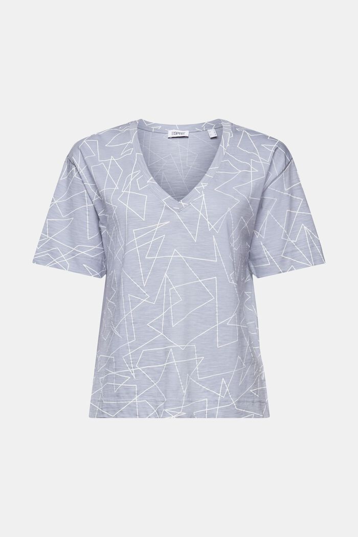 Katoenen T-shirt met V-hals en print, LIGHT BLUE LAVENDER, detail image number 6