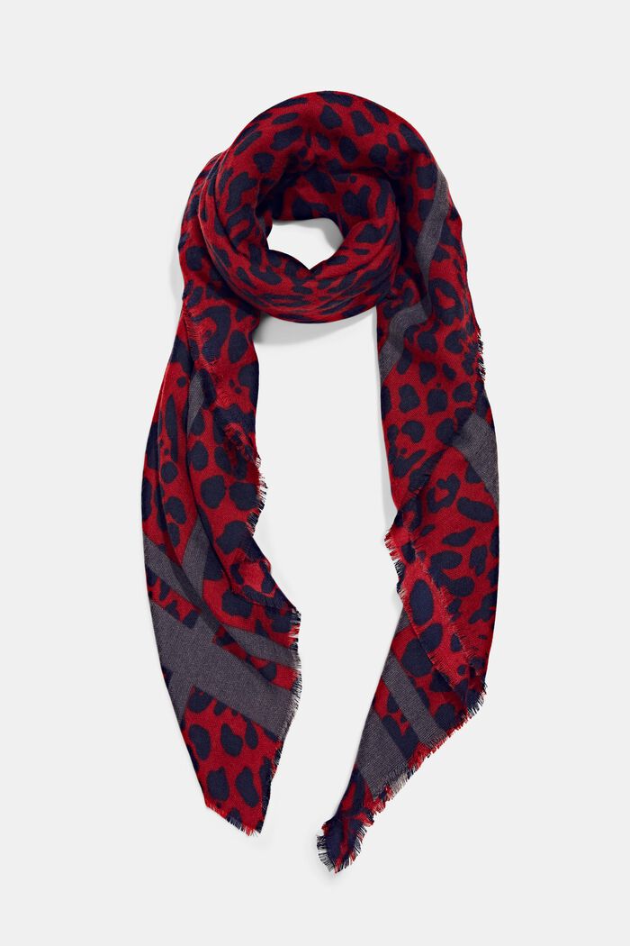 Gerecycled: sjaal met luipaardlook, DARK RED, detail image number 0