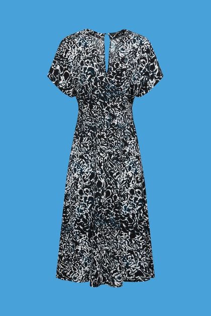 Jersey jurk met V-hals en print all-over