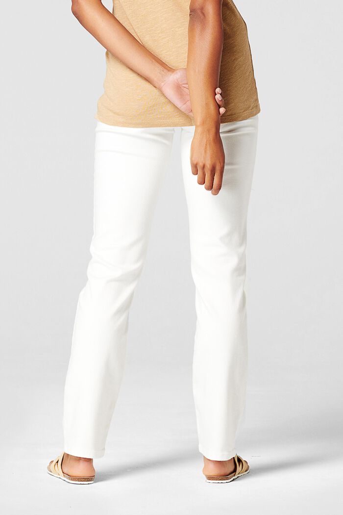 Stretchjeans met band over de buik, BRIGHT WHITE, detail image number 1