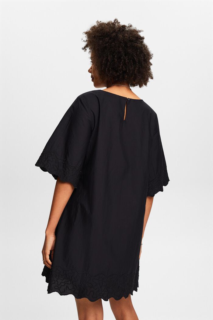 Mini-jurk met borduursel en klokmouwen, BLACK, detail image number 2