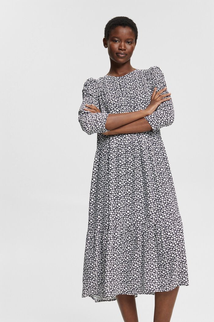 Midi-jurk met print, LENZING™ ECOVERO™, NAVY, detail image number 0
