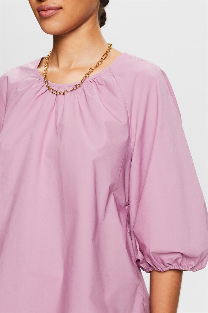 Popeline blouse met blousonmouwen, MAUVE, detail image number 3