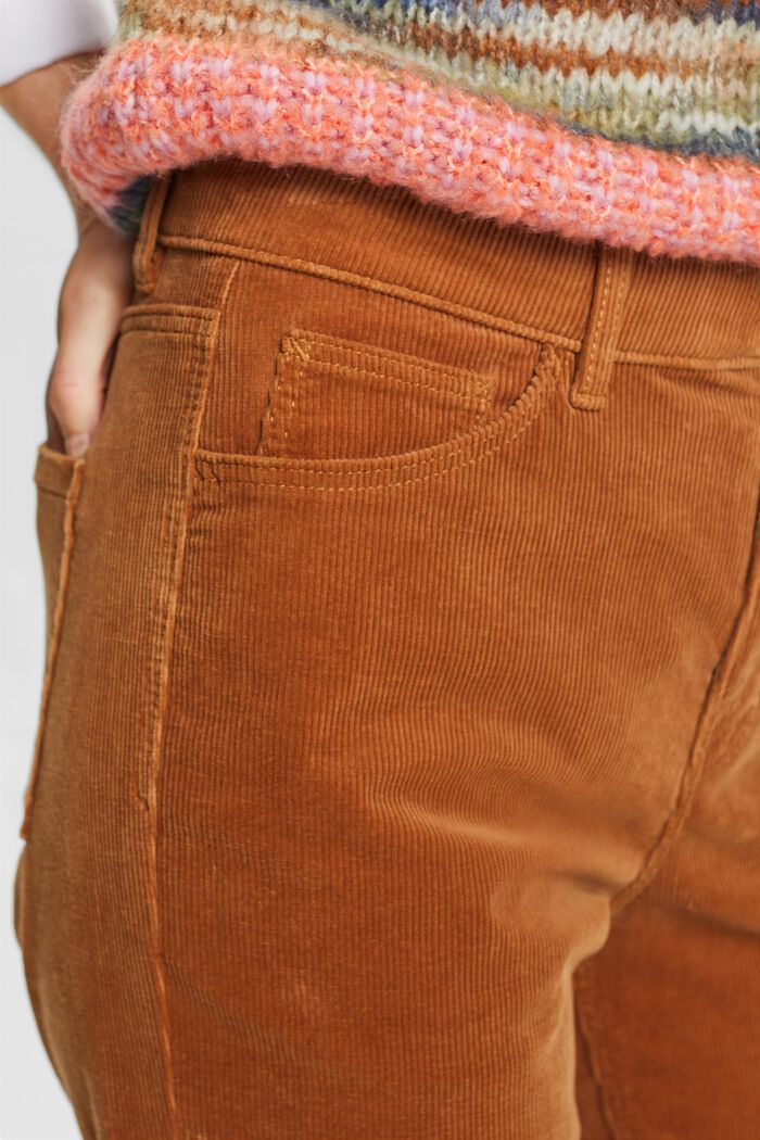 Straight fit corduroy broek met hoge taille, CARAMEL, detail image number 2