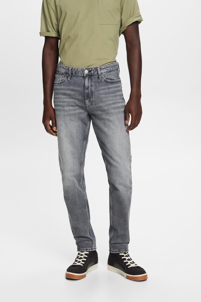 Mid rise regular tapered jeans, GREY MEDIUM WASHED, detail image number 0