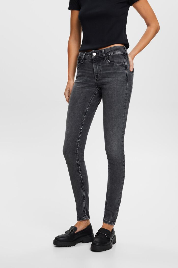 Skinny jeans met middelhoge taille, BLACK DARK WASHED, detail image number 0