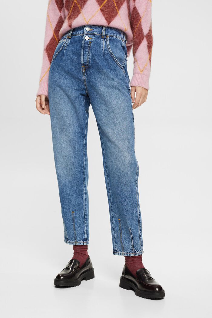 Jeans met hoge taille, BLUE MEDIUM WASHED, detail image number 1