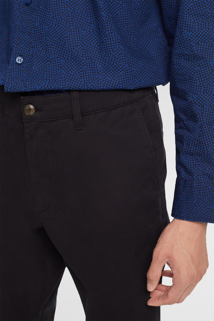 Small fit chino broek van katoenen twill, BLACK, detail image number 2