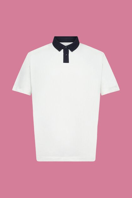 Poloshirt van katoen-piqué, OFF WHITE, overview