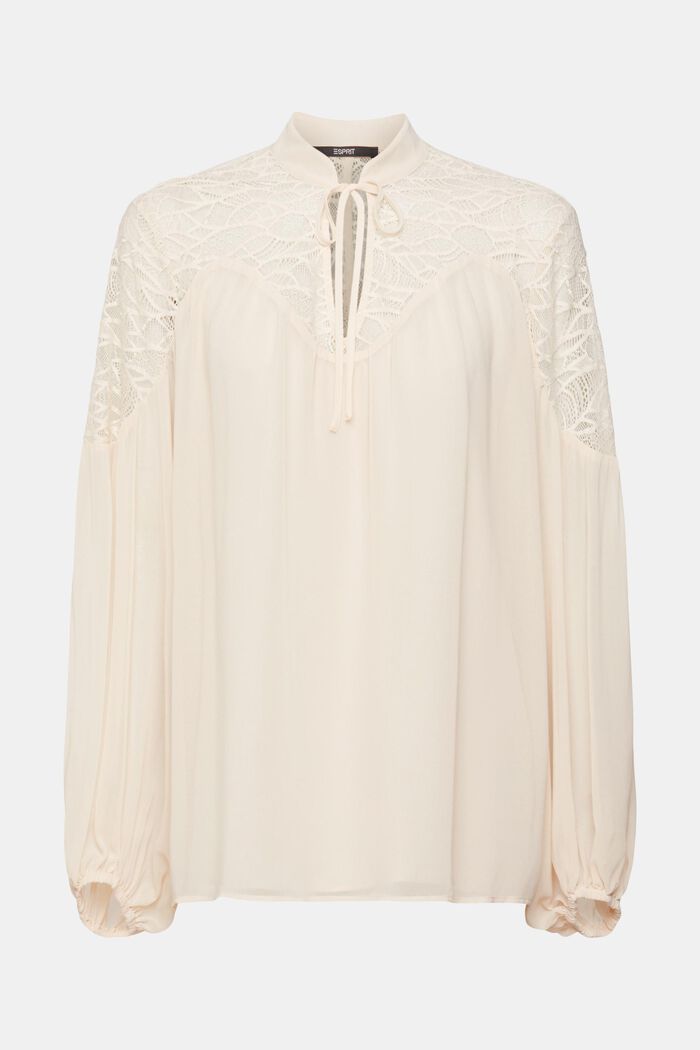 Chiffon blouse met kant, DUSTY NUDE, detail image number 6