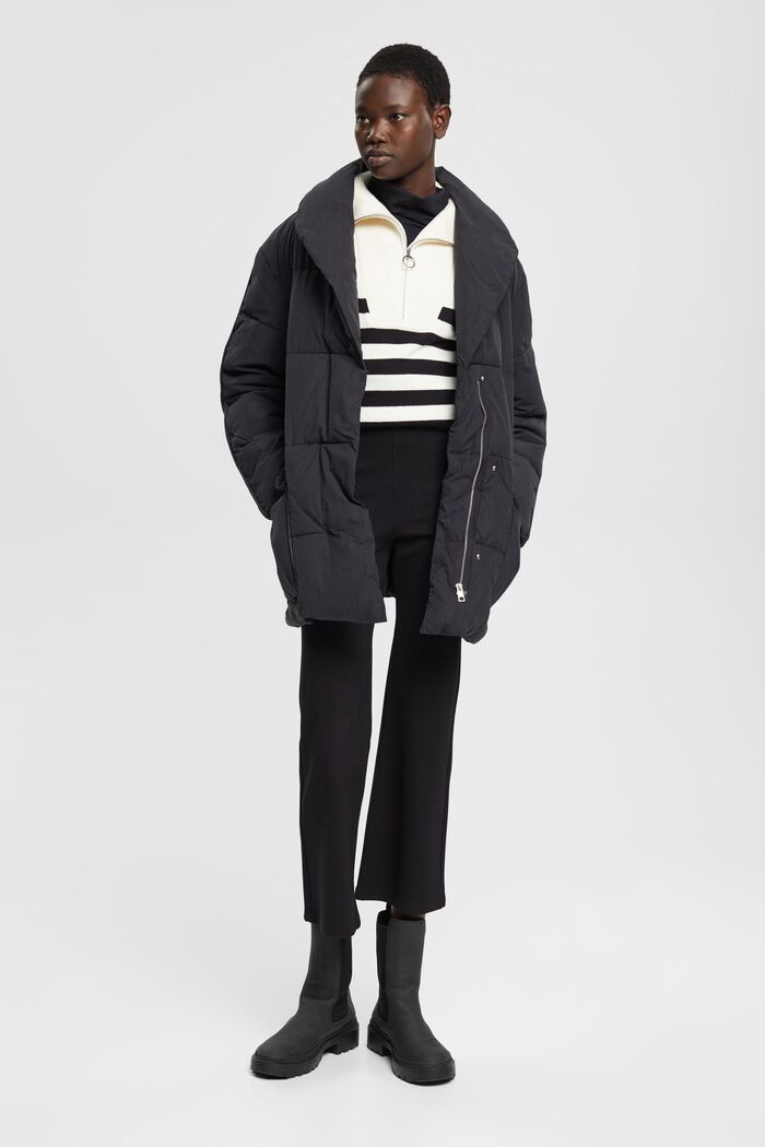 Jersey broek met hoge taille en cropped pijpen, BLACK, detail image number 1