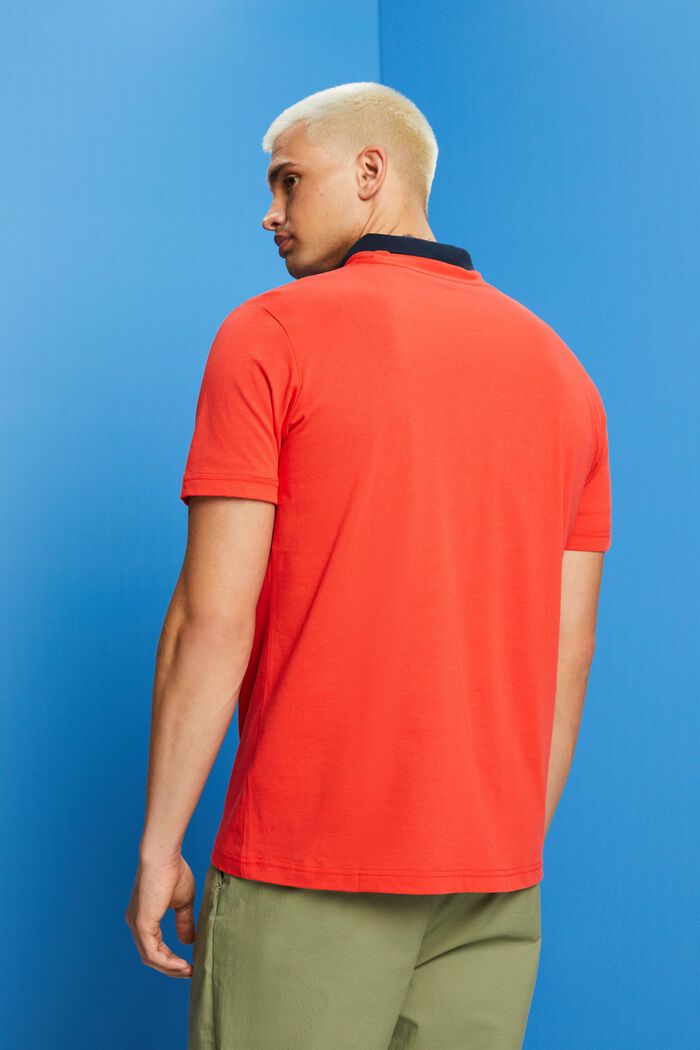 T-shirt van biokatoen met geometrische print, ORANGE RED, detail image number 3