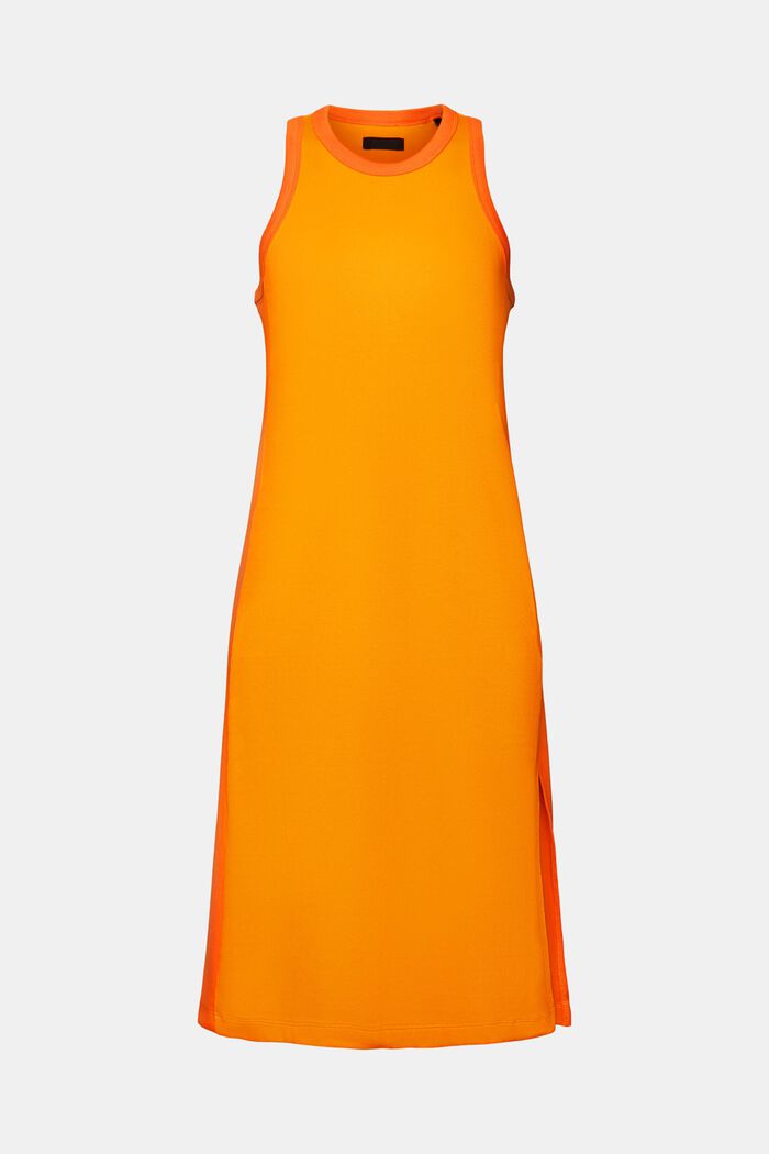 Geribde jersey midi-jurk van stretchkatoen, BRIGHT ORANGE, detail image number 6