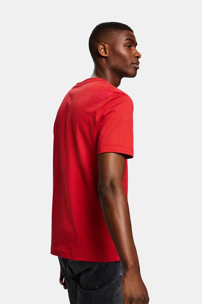 T-shirt van katoen-jersey met logo, DARK RED, detail image number 2