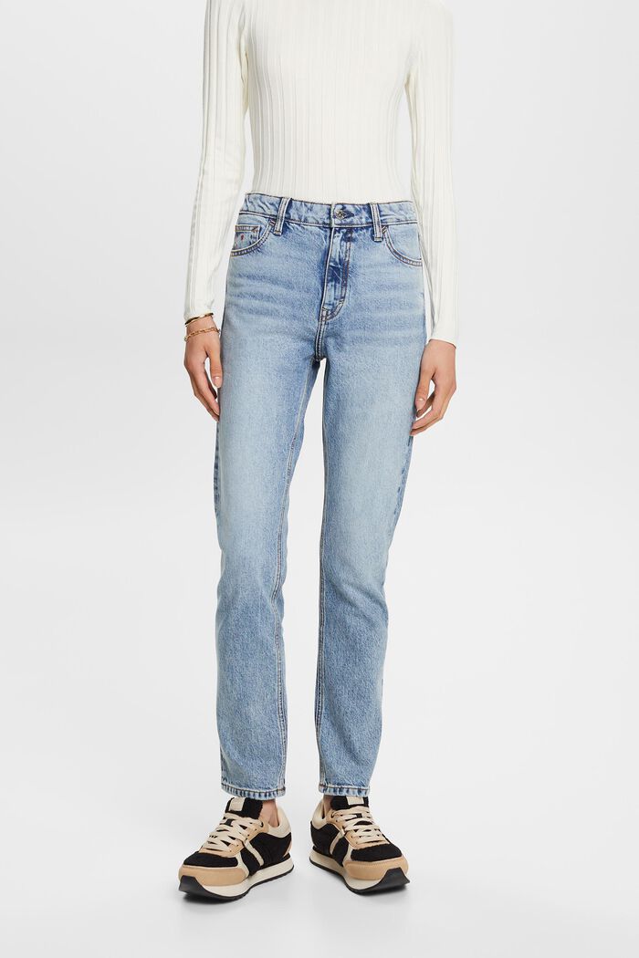 Retro slim jeans met hoge taille, BLUE BLEACHED, detail image number 0