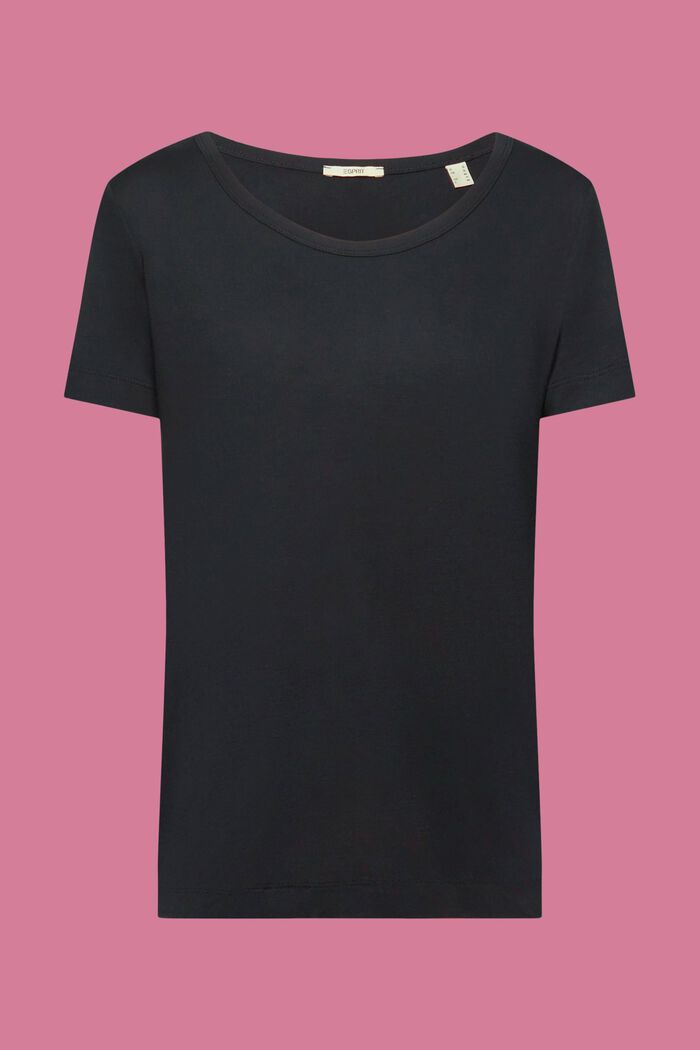 T-shirt van viscose met een wijde ronde hals, BLACK, detail image number 6