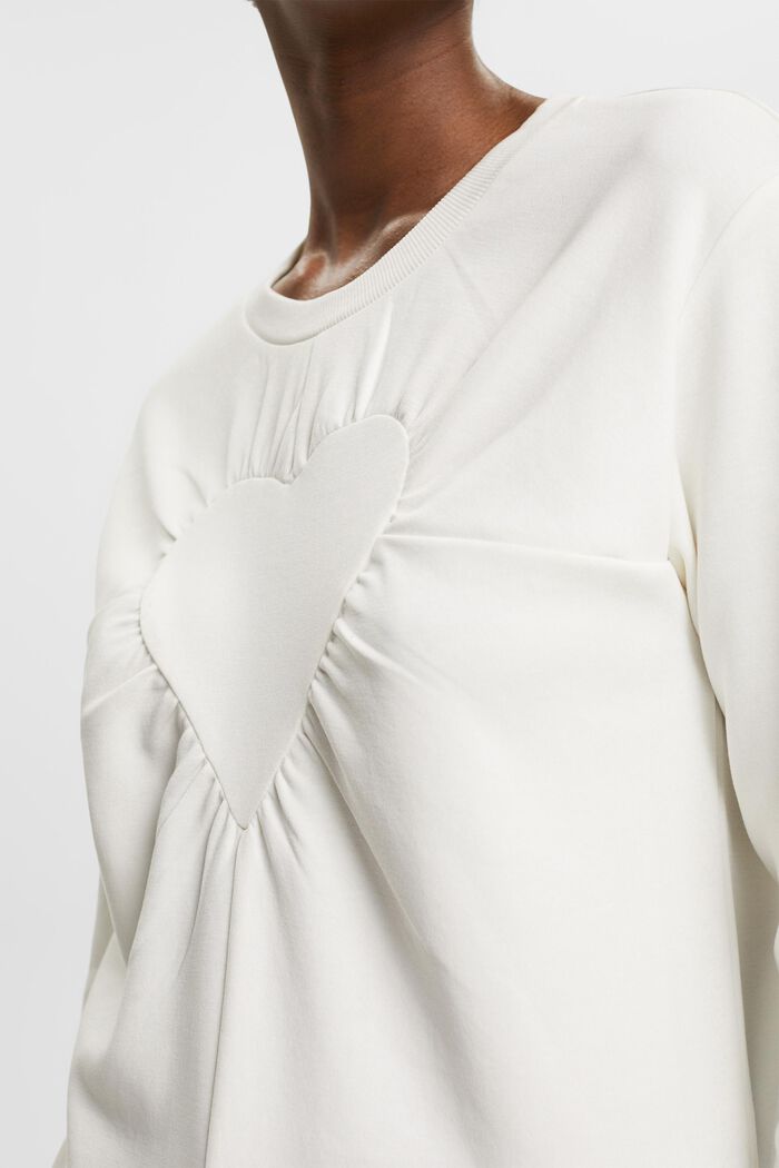 Sweatshirt met hartapplicatie, OFF WHITE, detail image number 2