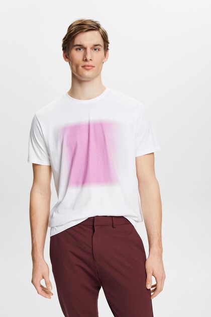 Katoenen T-shirt met print, WHITE, overview
