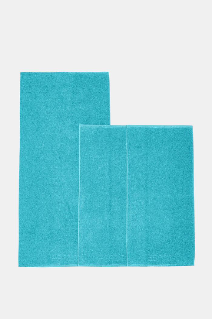 Met TENCEL™: set van drie badstof handdoeken, TURQUOISE, detail image number 3
