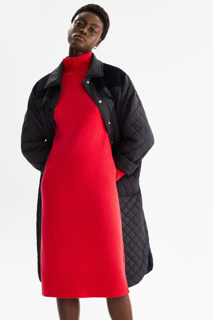 Gebreide jurk van een wolmix, LENZING™ ECOVERO™, DARK RED, overview