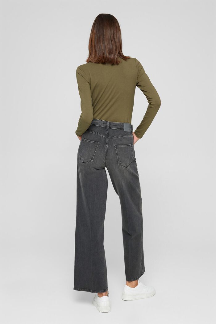 Rechte jeans met stretch van biologisch katoen, GREY DARK WASHED, detail image number 3