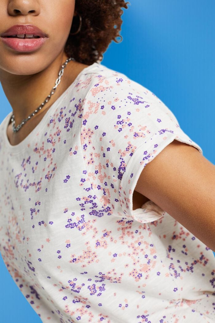 Katoenen shirt met bloemenprint, OFF WHITE, detail image number 2