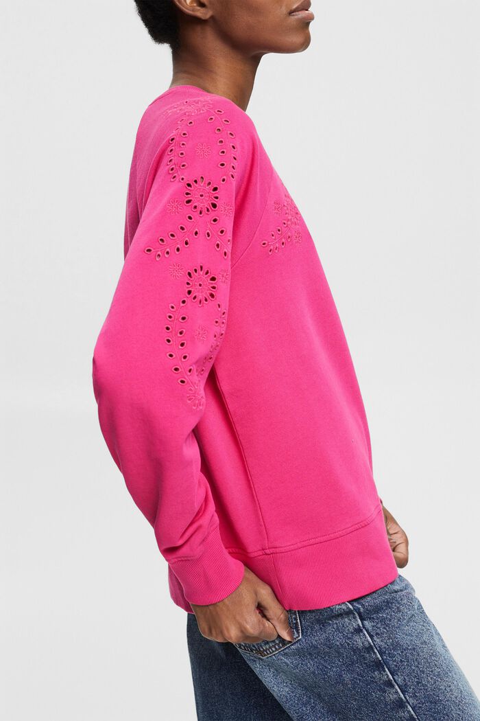 Sweatshirt met borduursels, PINK FUCHSIA, detail image number 2