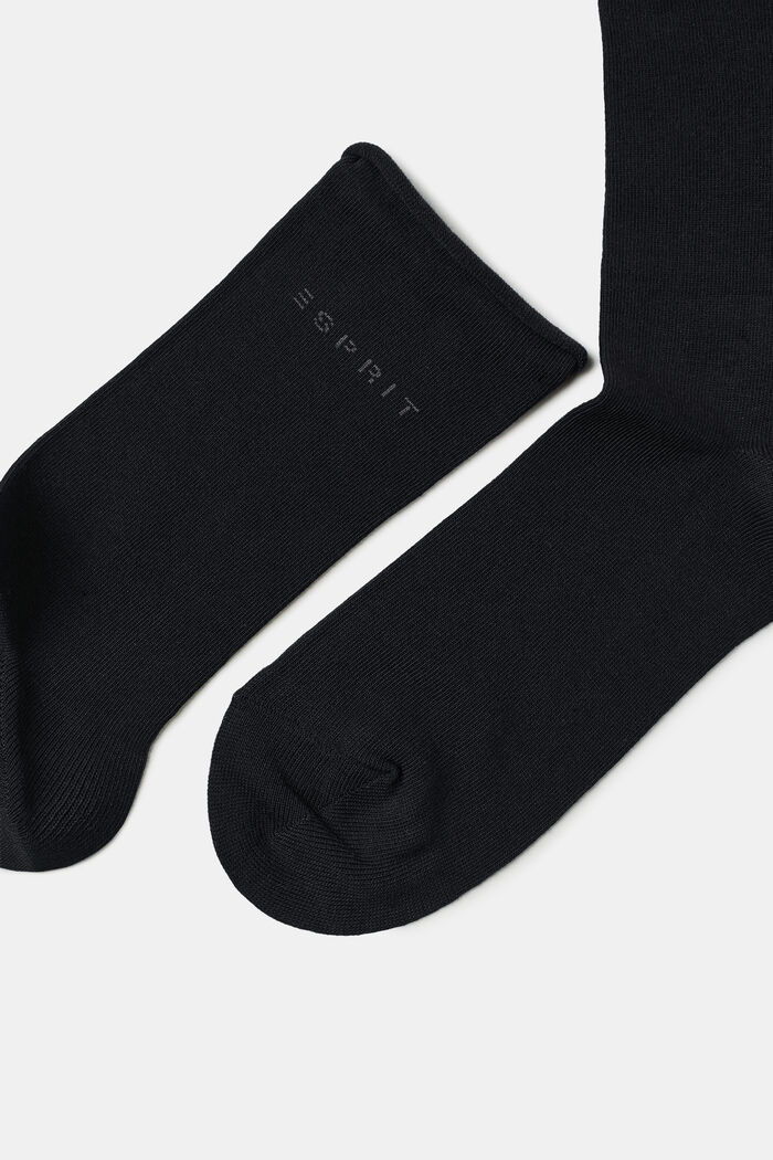 Set van 2 paar sokken met rolrandjes, organic cotton, BLACK, detail image number 1