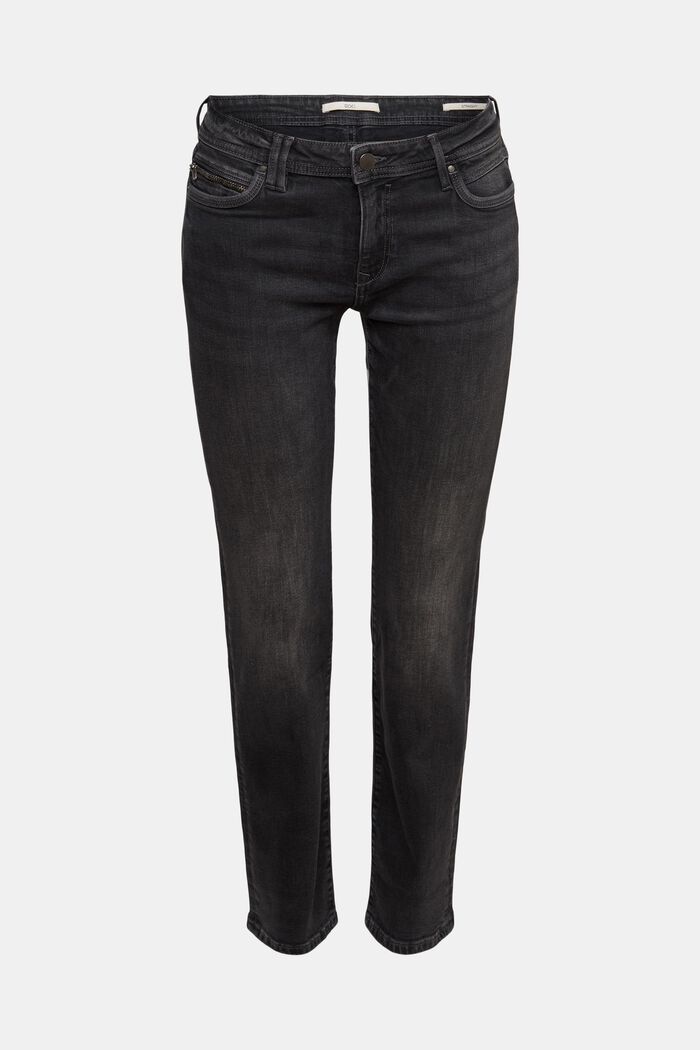 Jeans met wijde pijpen, BLACK DARK WASHED, detail image number 7