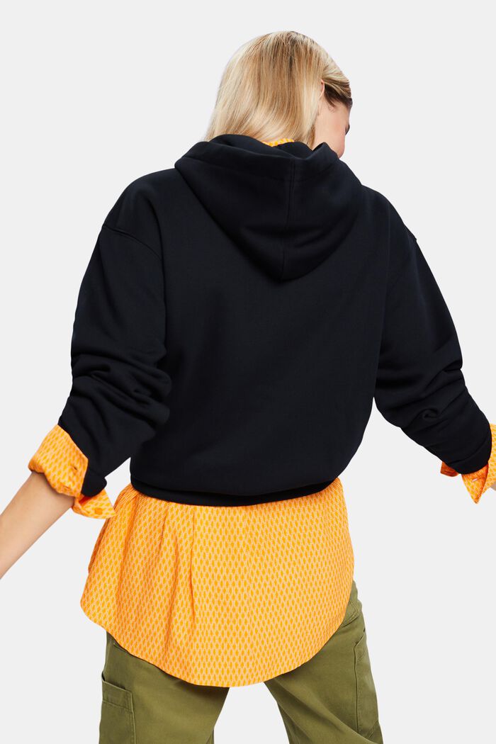 Uniseks hoodie van fleece met logo, BLACK, detail image number 4