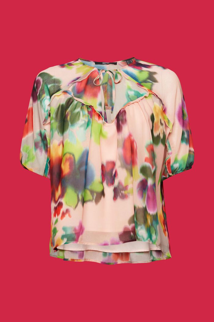 Chiffon blouse met bloemenprint, CORAL, detail image number 7