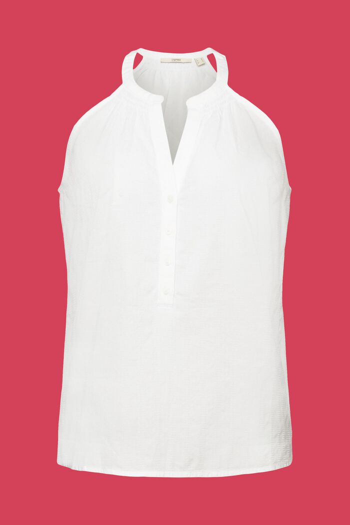 Mouwloze blouse, 100% katoen, WHITE, detail image number 6