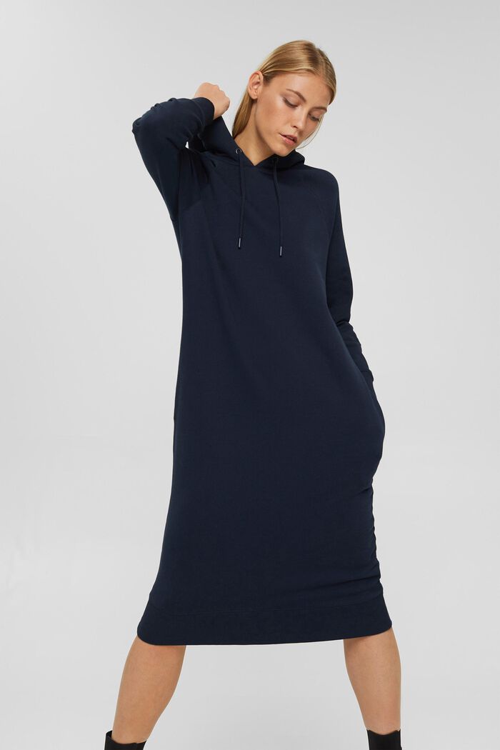 Sweathoodie-jurk van 100% katoen, NAVY, detail image number 0