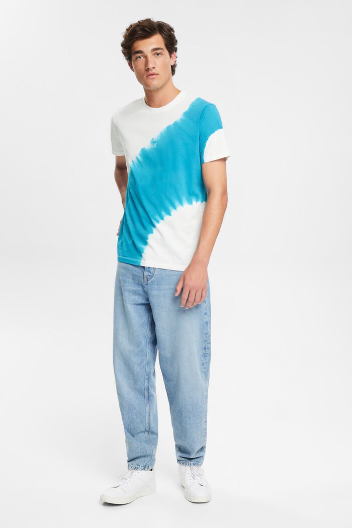 Jersey T-shirt met gebatikte kleuring, TEAL BLUE, detail image number 4