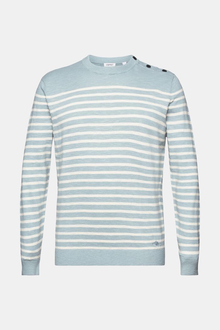Gestreepte sweater van katoen en linnen, LIGHT BLUE, detail image number 5