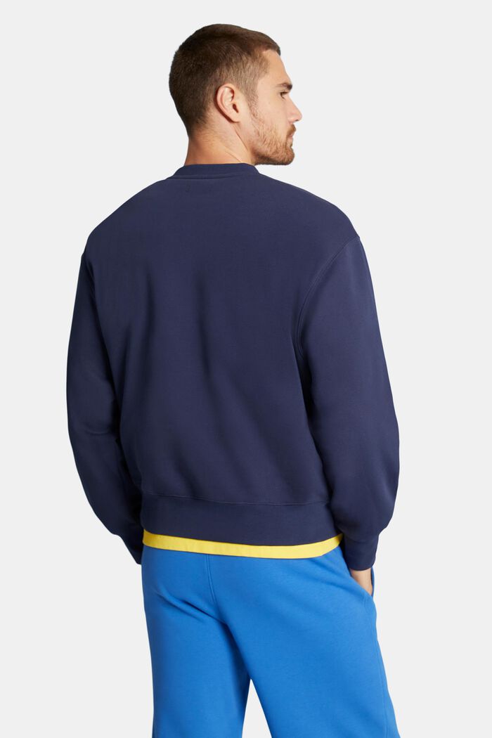 Uniseks logo-sweatshirt van katoenen fleece, NAVY, detail image number 3