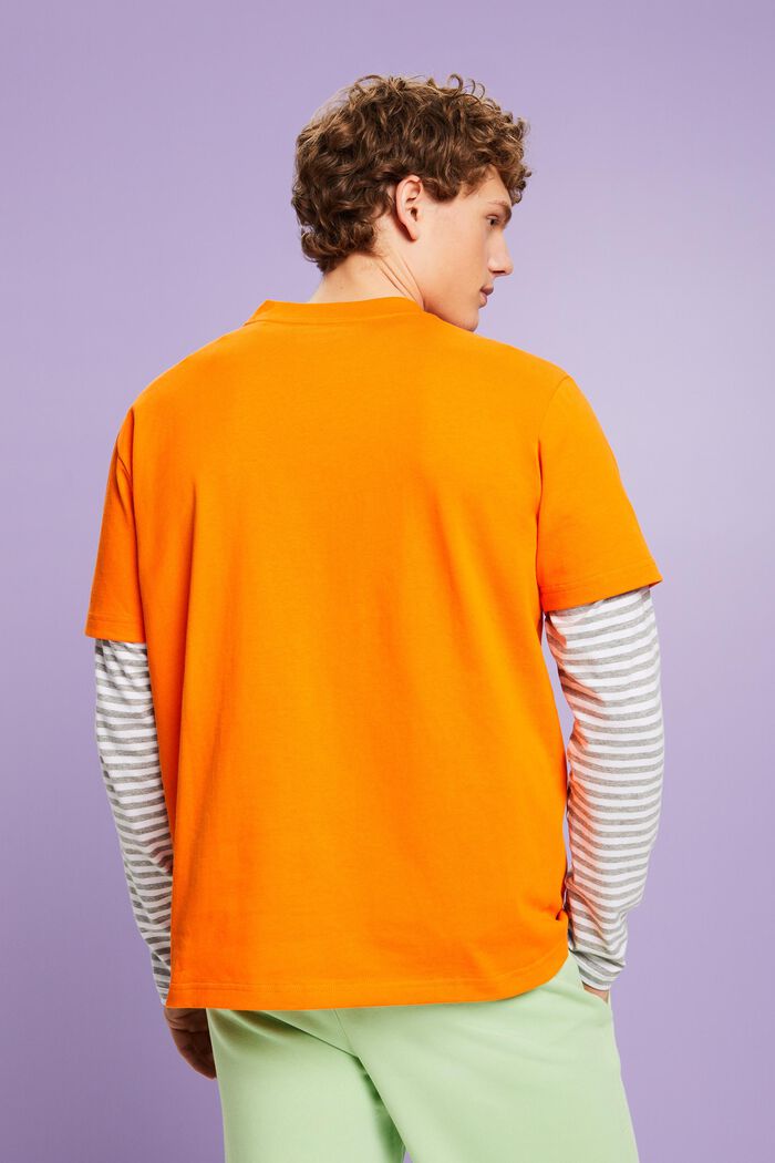 Uniseks T-shirt van katoen-jersey met logo, CORAL ORANGE, detail image number 3
