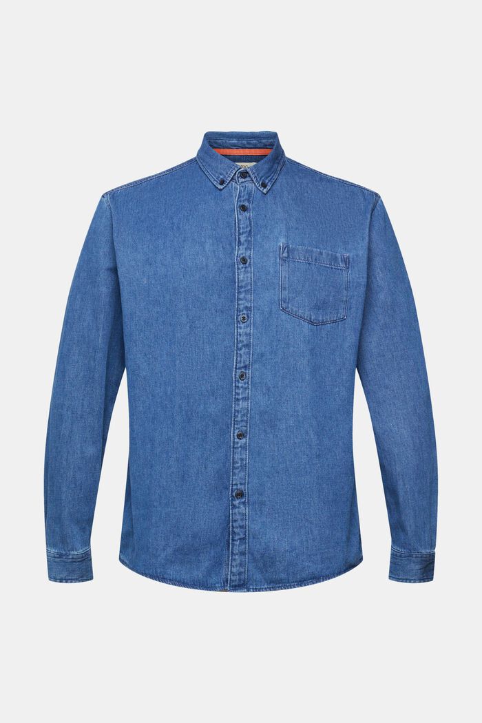 Denim overhemd met opgestikte zak, BLUE MEDIUM WASHED, detail image number 6